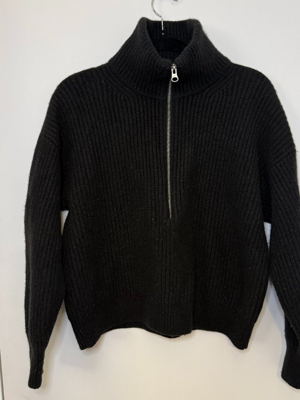 Everlane The Half-Zip Sweater in Luxe Merino Wool, Black, M